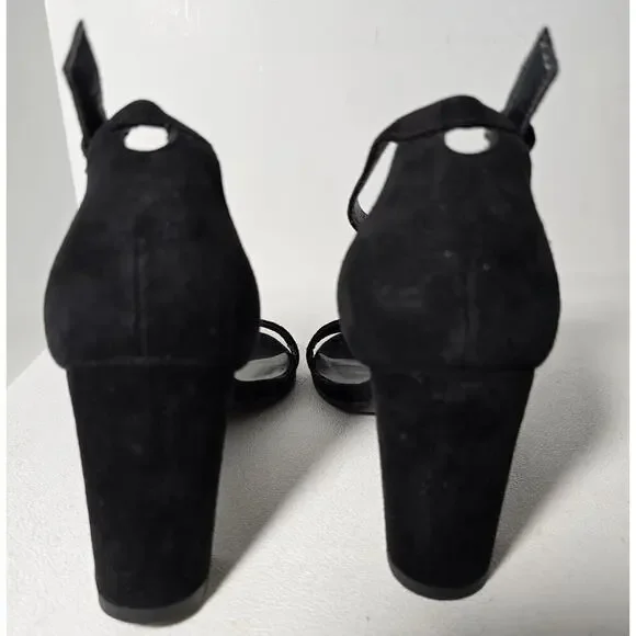 Stuart Weitzman Nearly Nude Black Suede Heels Size 7 wide - Picture 7 of 11